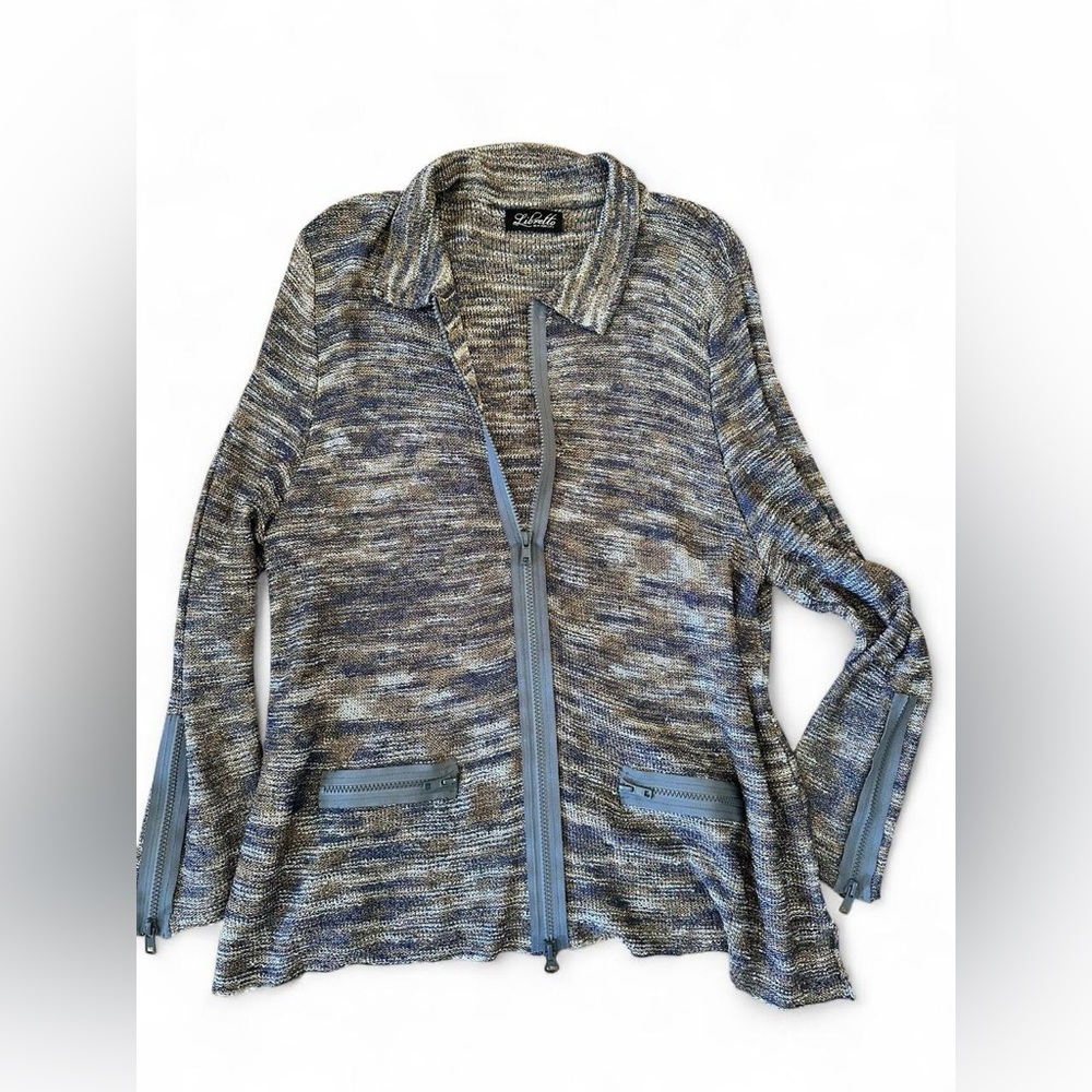 Libretto NYC Marled Knit Zip-Front Cardigan – Size XL – Dry Clean Only